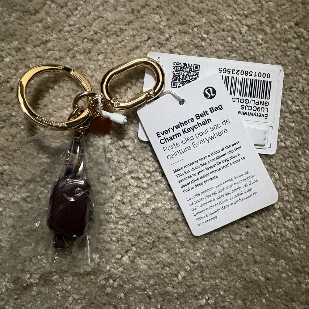 lululemon athletica belt bag charm Keychain goodnight plum/gold